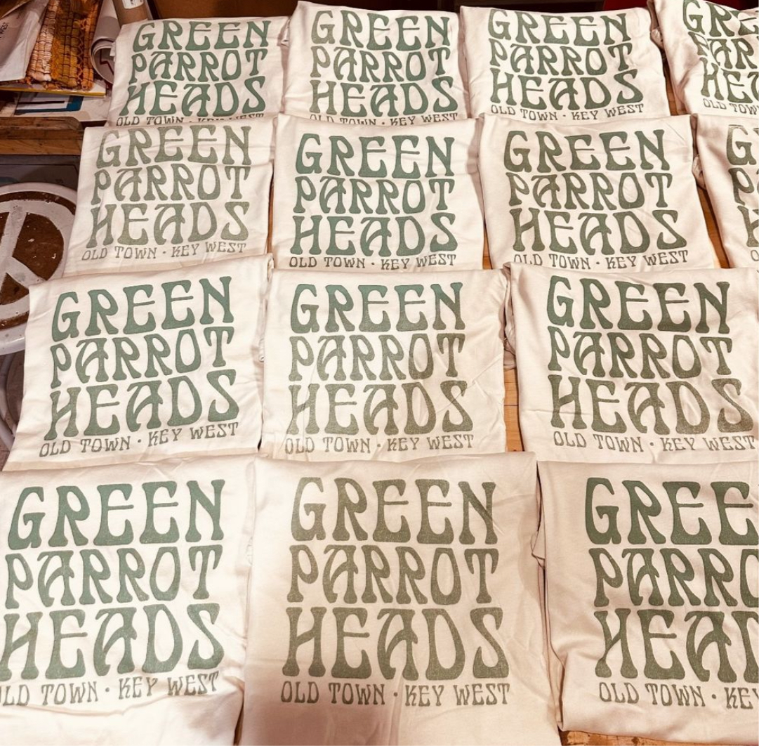 Green Parrot Head T Shirt