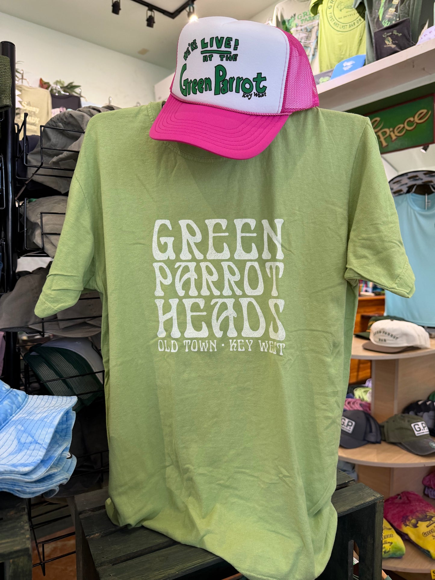 Green Parrot Head T Shirt