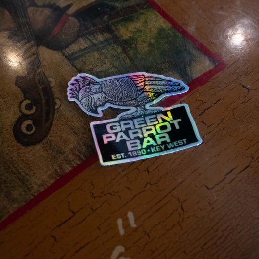 Holographic Mayan Parrot Sticker